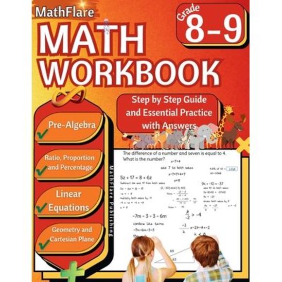 MathFlare - Math Workbook 8th and 9th Grade: Math Workbook Grade 8-9: Pre-Algebr - Picture 1 of 1